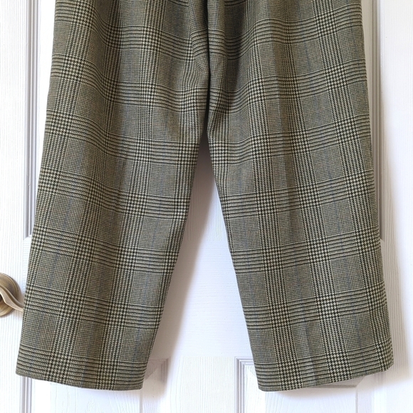 Talbots 90's Vintage 100% Wool Plaid High Rise Straight Leg Trousers Sage 10P - Picture 6 of 16